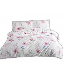 Pościel satyna bawełniana Blomster Pink 200x220 + 2x70x80 Exclusive