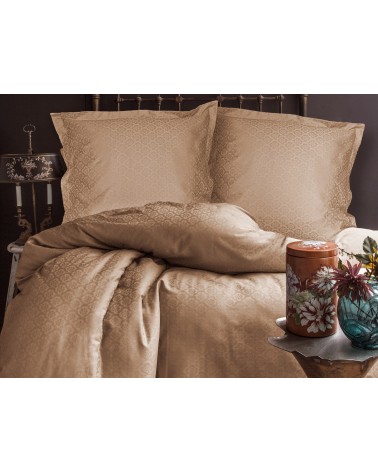 Pościel satyna żakardowa Monte Beige 200x220 + 2x70x80 Luxury Premium