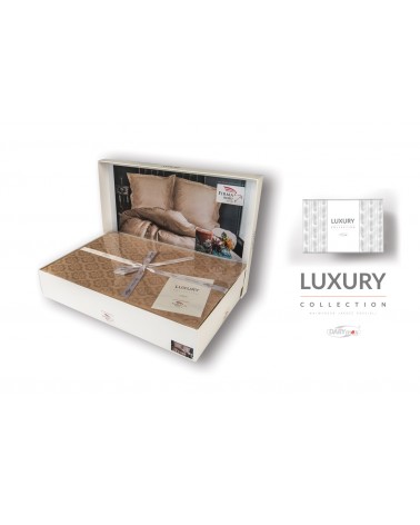 Pościel satyna żakardowa Monte Beige 200x220 + 2x70x80 Luxury Premium