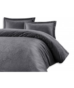 Pościel satyna żakardowa Sal Dark Grey 160x200 + 2x70x80 Luxury Premium
