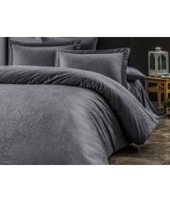 Pościel satyna żakardowa Sal Dark Grey 200x220 + 2x70x80 Luxury Premium