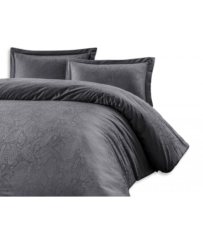 Pościel satyna żakardowa Sal Dark Grey 200x220 + 2x70x80 Luxury Premium