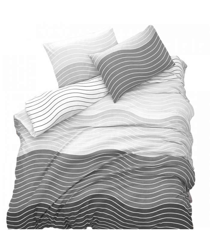 Pościel bawełniana 160x200 + 2x70x80 Wave Grey Exclusive