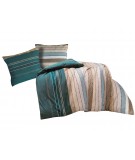 Pościel bawełniana 200x220 + 2x70x80 Ruling Turquoise Exclusive