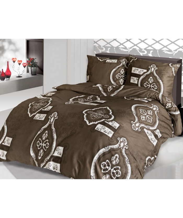 Pościel satyna bawełniana 160x200 + 2x70x80 Noble Brown Exclusive