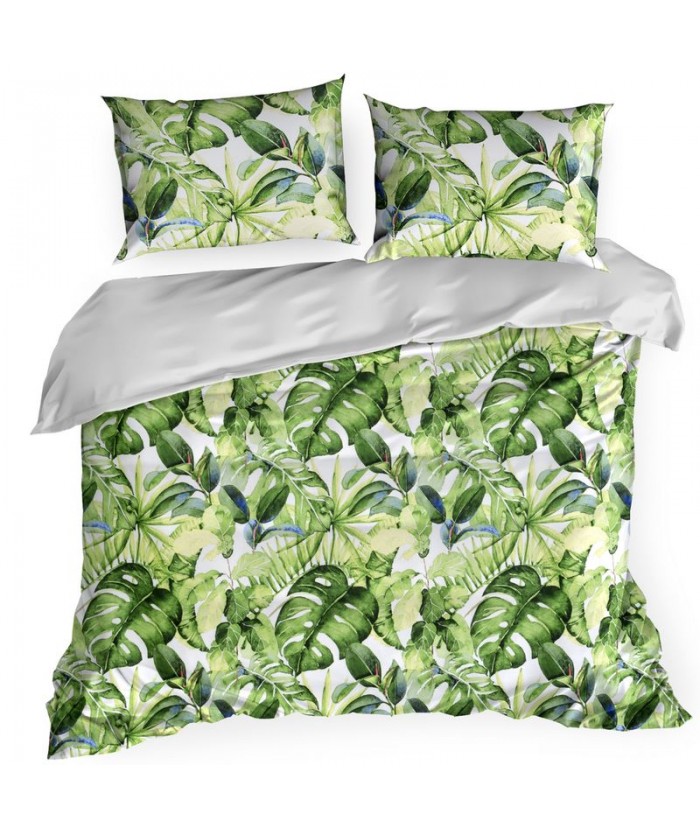 Pościel satyna bawełniana Monstera 1 160x200 +2x70x80