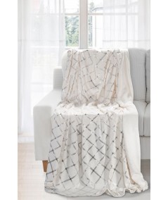 Koc pluszowy Evan 170x210 kremowy/srebrny