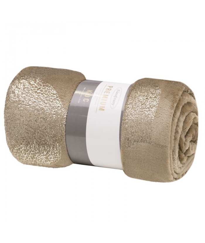 Koc pluszowy Ginko 2 150x200 ciemnobeżowy