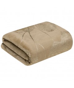 Koc pluszowy Ginko 2 150x200 ciemnobeżowy