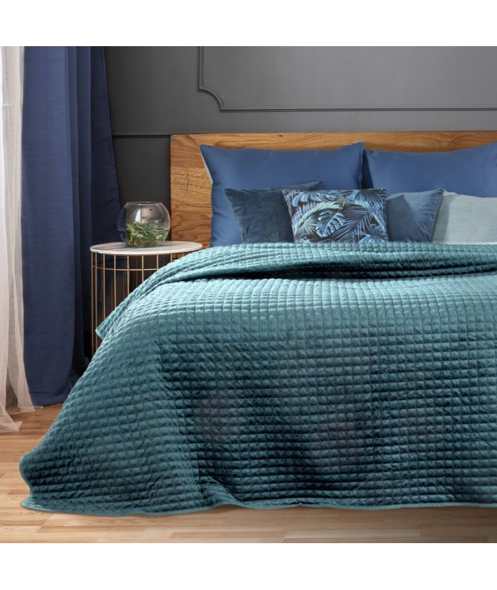 Narzuta velvet Ally 220x240 niebieska