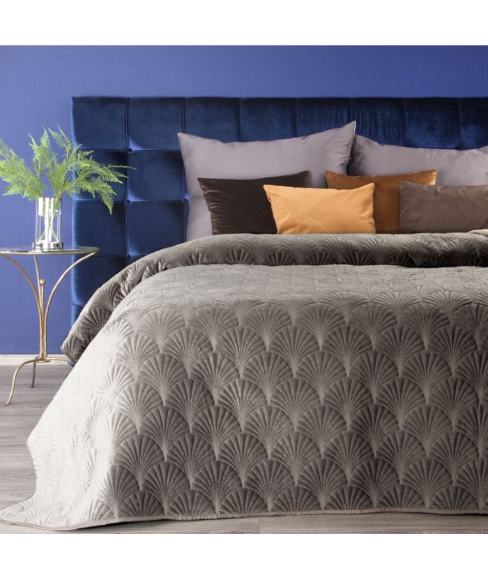 Narzuta velvet Ria 2 220x240 ciemnobeżowa Eurofirany Narzuta velvet Ria 2 220x240 ciemnobeżowa