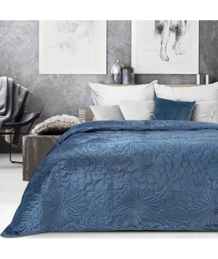 Narzuta welwetowa Ariel 4 230x260 niebieska