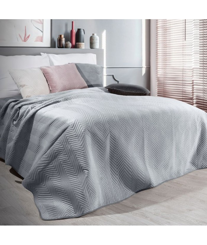 Narzuta velvet Sofia 170x210 srebrna Eurofirany Narzuta velvet Sofia 170x210 srebrna