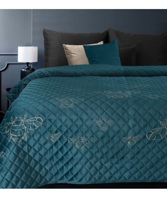 Narzuta velvet Stela 1 170x210 ciemnoturkusowa