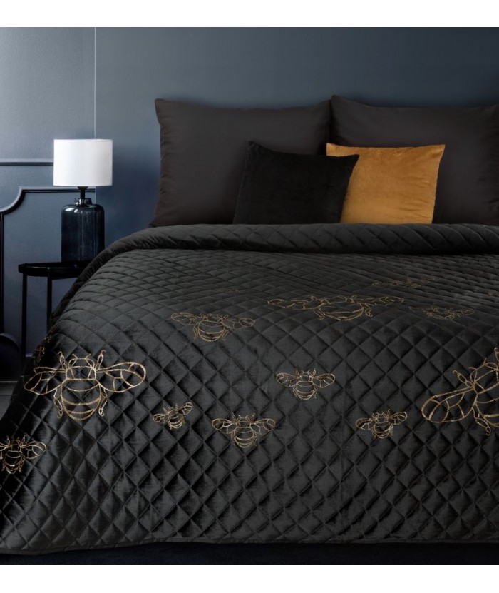 Narzuta velvet Stela 1 170x210 czarna
