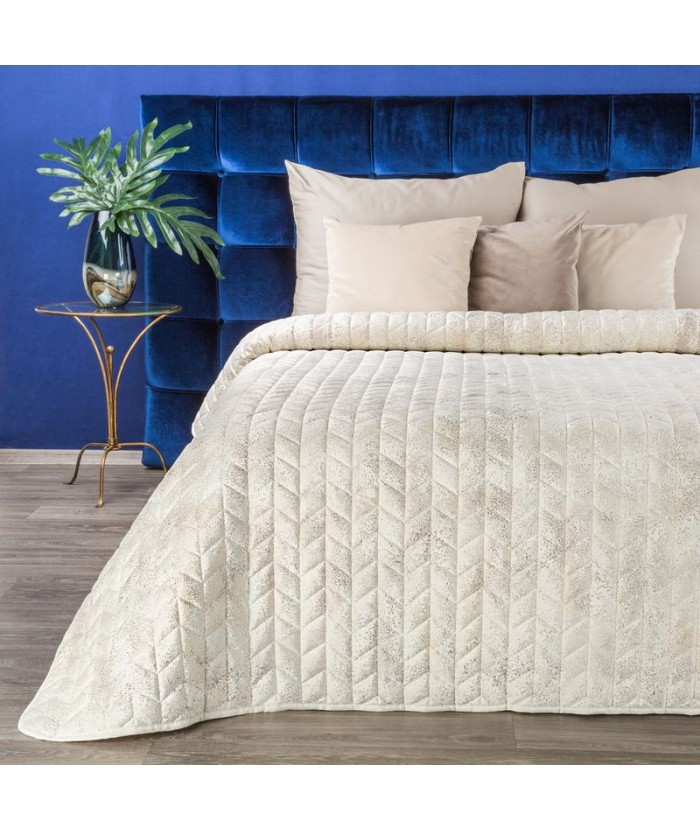 Narzuta velvet Agata 220x240 kremowa/złota Eurofirany Narzuta velvet Agata 220x240 kremowa/złota