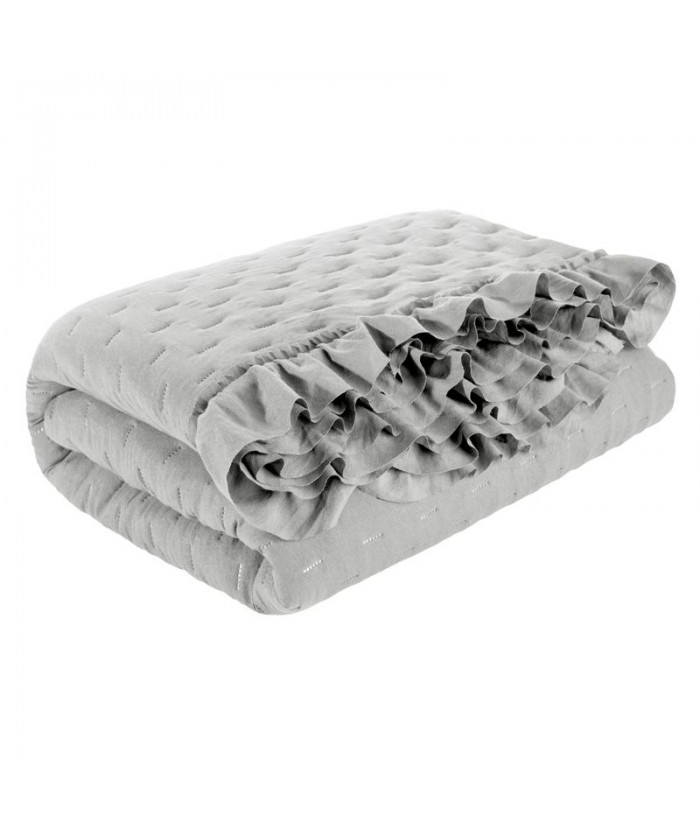 Narzuta mikrofibra z falbanami Libi 220x240 srebrna Eurofirany Narzuta mikrofibra z falbanami Libi 220x240 srebrna
