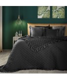 Narzuta mikrofibra z falbanami Libi 220x240 czarna