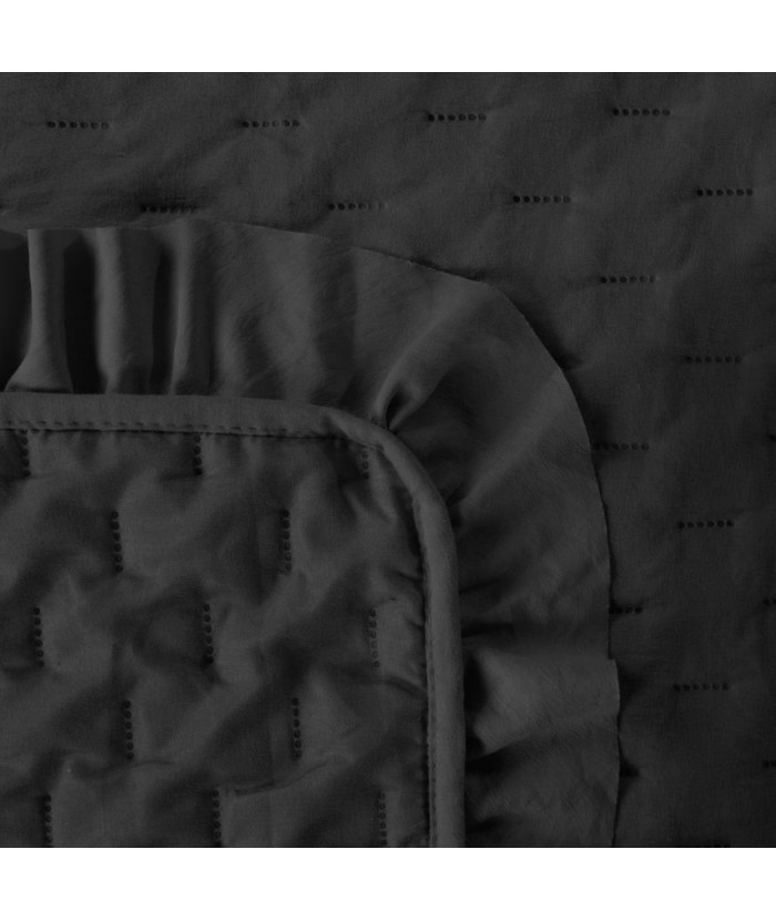 Narzuta mikrofibra z falbanami Libi 220x240 czarna Eurofirany Narzuta mikrofibra z falbanami Libi 220x240 czarna
