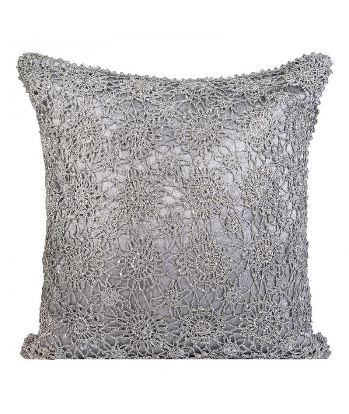 Poszewka z koronką Koronka 40x40 srebrna