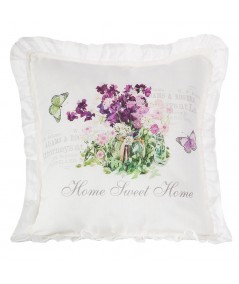 Poszewka z koronką Lacy 45x45 biała/fioletowa