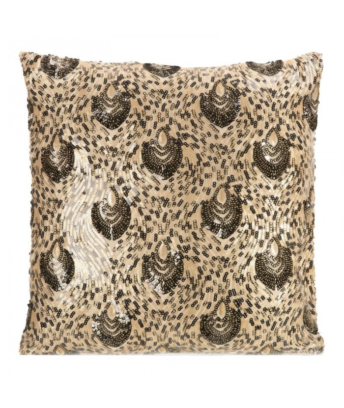 Poszewka z cekinami Malio  45x45 złota/czarna