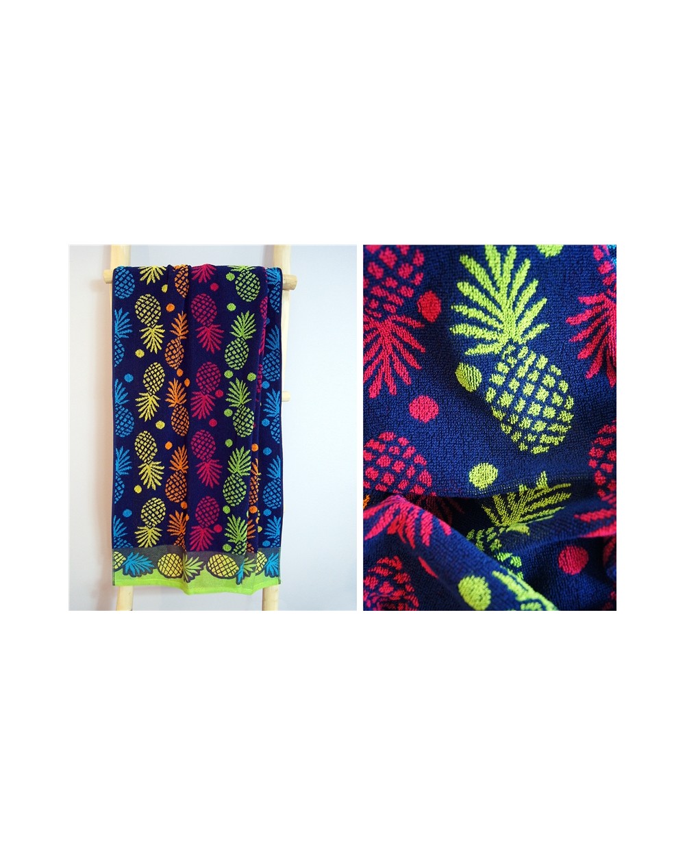 Ręcznik plażowy Ananas bawełna 70x140 niebieski