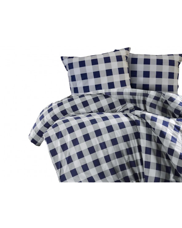 Pościel bawełniana 200x220 + 2x70x80 Edmon Navy Blue Exclusive