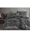 Pościel satyna bawełniana 200x220 + 2x70x80 Route Black Exclusive