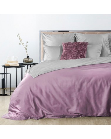 Pościel satyna bawełniana 140x200 + 1x70x80 Nova3 srebrna/ciemnoróżowa