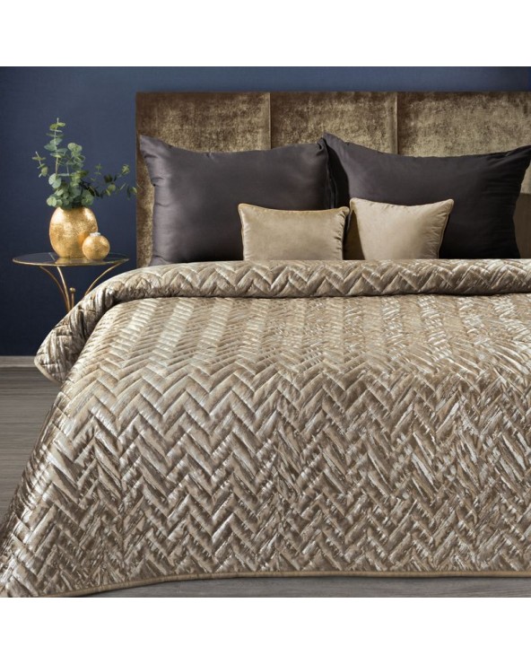 Narzuta velvet 170x210 Agata brązowa/srebrna Eurofirany Narzuta velvet 170x210 Agata brązowa/srebrna