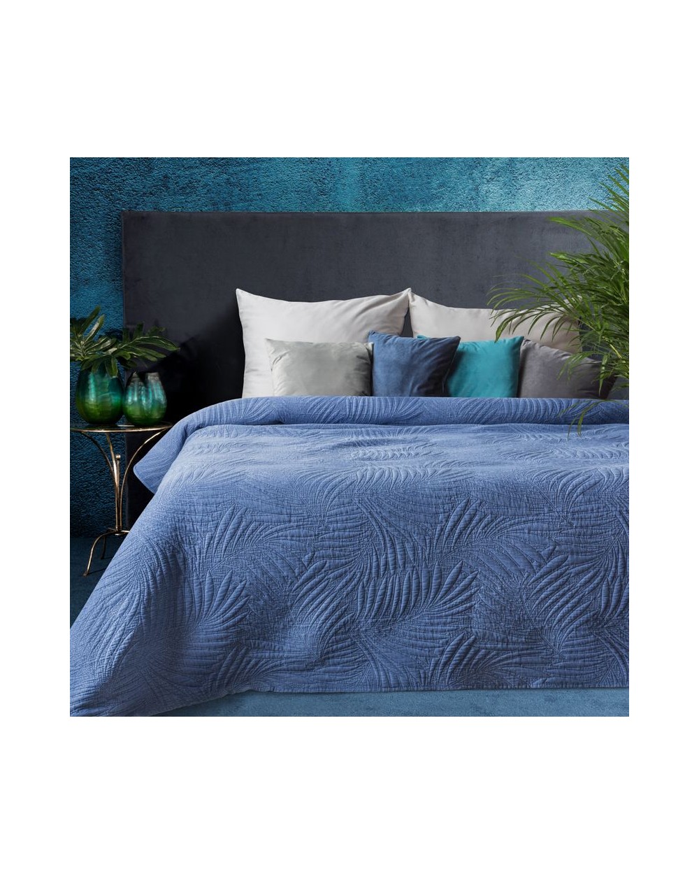 Narzuta mikrofibra stonewashed 170x210 Stone 1 niebieska