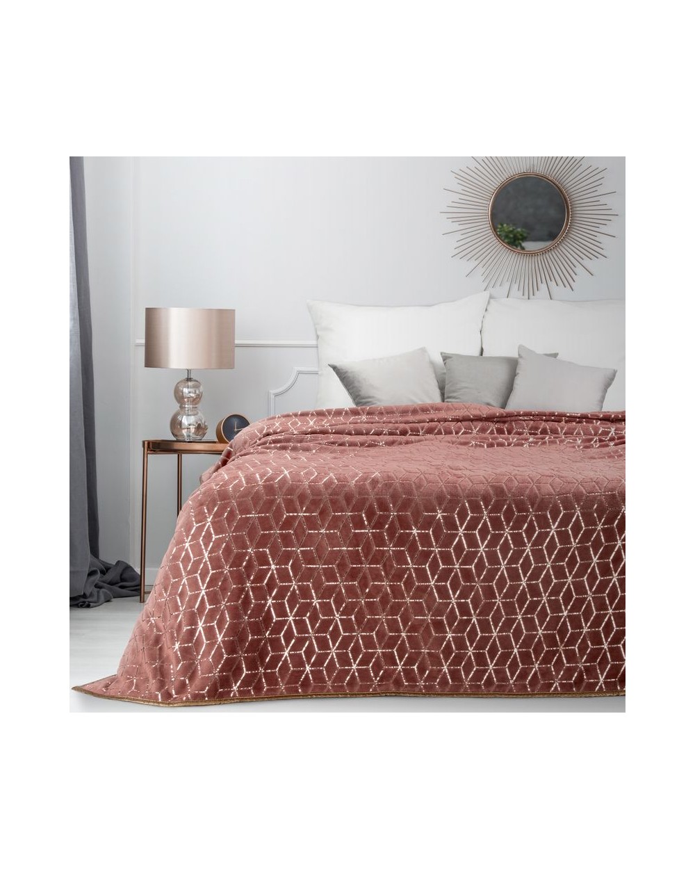 Narzuta velvet 170x210 Oli miedziany róż
