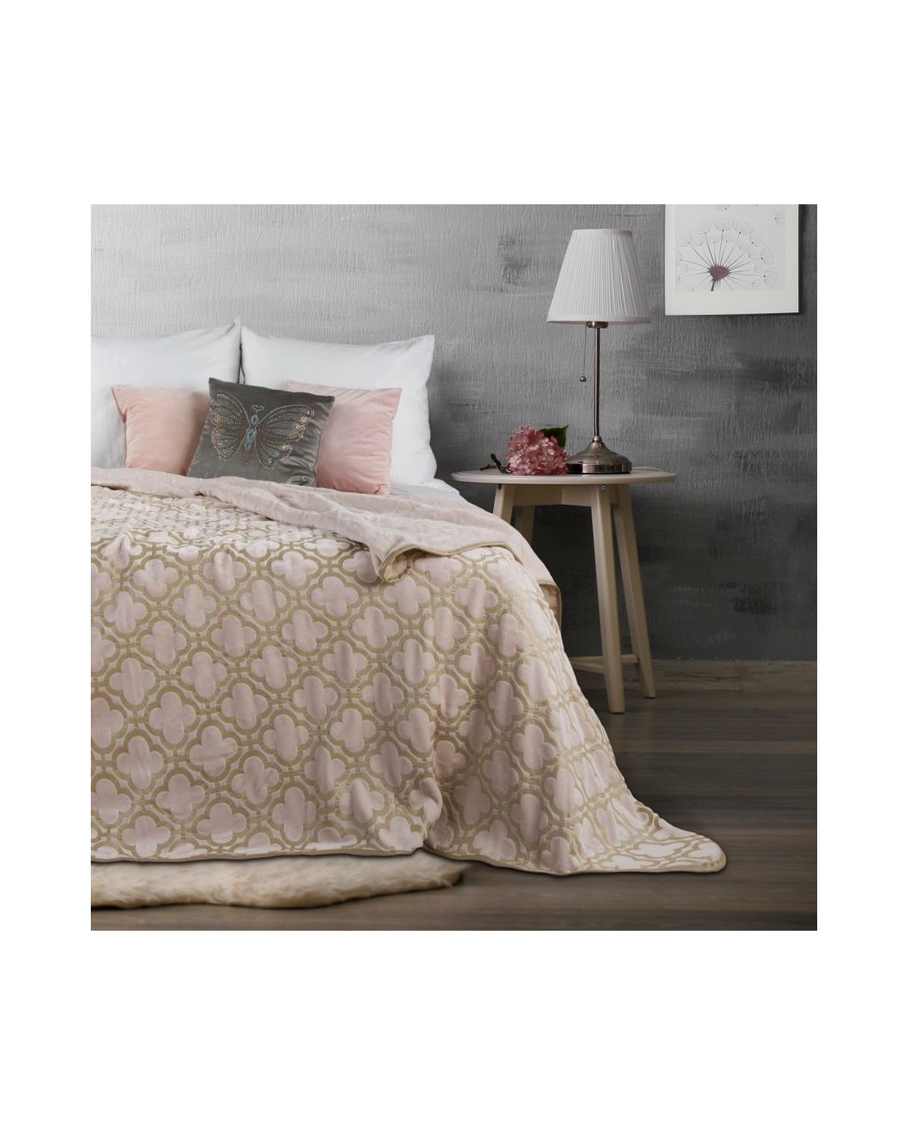 Narzuta velvet 200x220 Celebre różowa