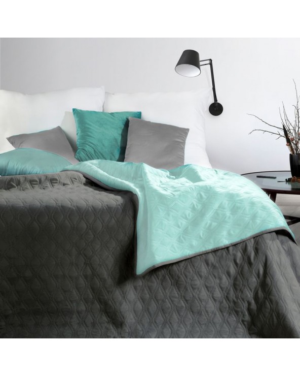 Narzuta mikrofibra 220x240 Viki 11 stalowa/miętowa Eurofirany Narzuta mikrofibra 220x240 Viki 11 stalowa/miętowa