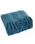 Koc pleciony 130x170 granatowy