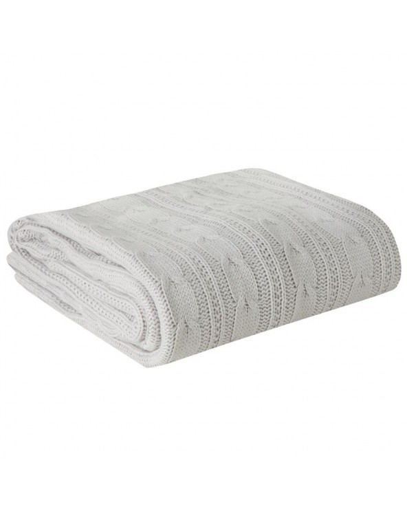 Koc akrylowy pleciony 130x170 srebrny