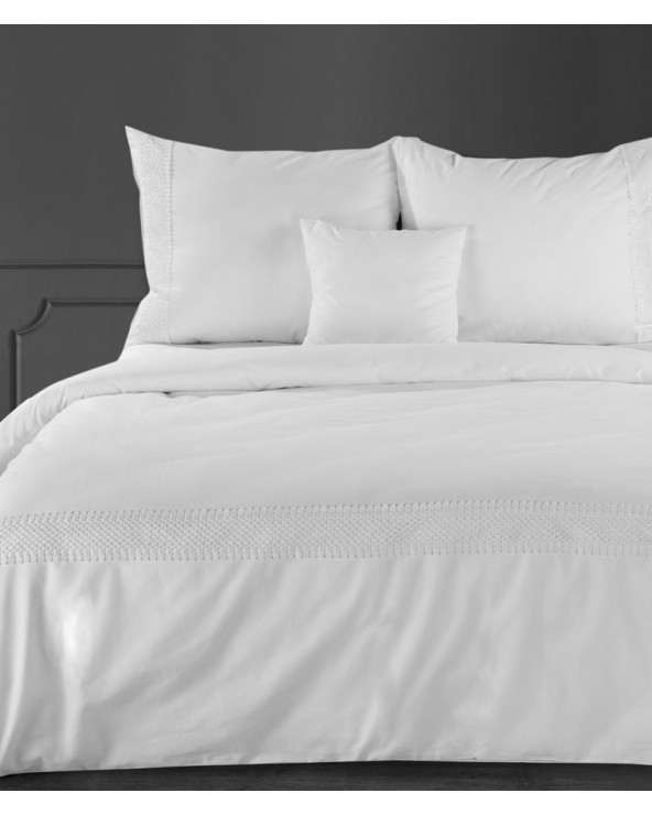 Pościel bawełna 200x220+2x70x80 z koronką Lana 7 biała