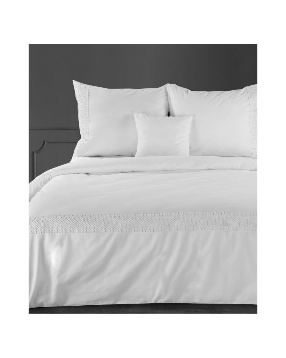 Pościel bawełna 200x220+2x70x80 z koronką Lana 7 biała