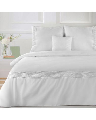 Pościel bawełna 200x220+2x70x80 z koronką Lana 7 biała
