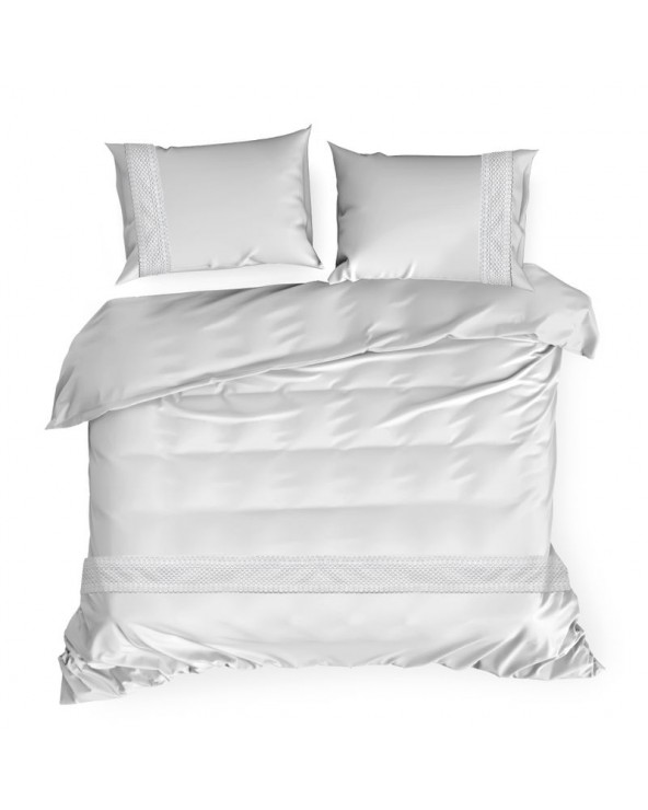 Pościel bawełna 200x220+2x70x80 z koronką Lana 7 biała