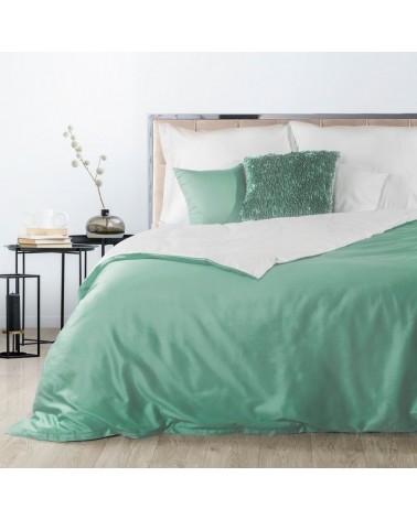 Pościel satyna bawełniana 160x200+2x70x80 biała/miętowa