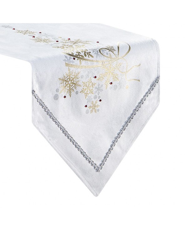Bieżnik 35x140 Clair 01 biały/złoty 