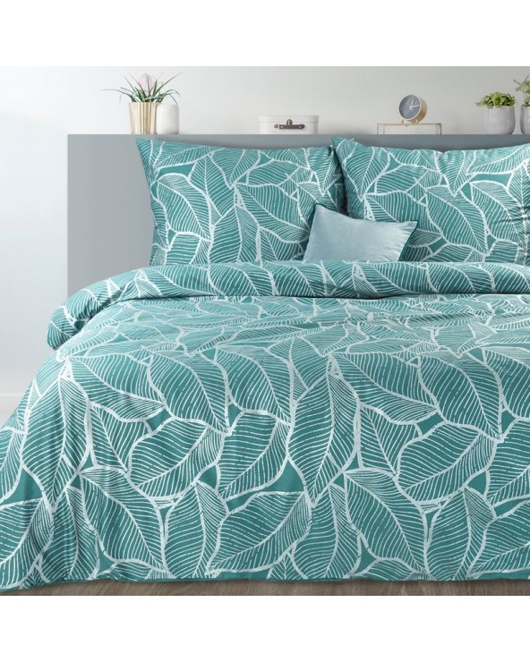 Pościel satyna bawełniana 160x200 + 2x70x80 Metali 18 turkusowa