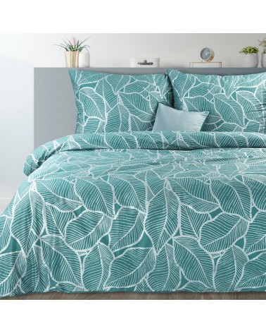 Pościel satyna bawełniana 160x200 + 2x70x80 Metali 18 turkusowa