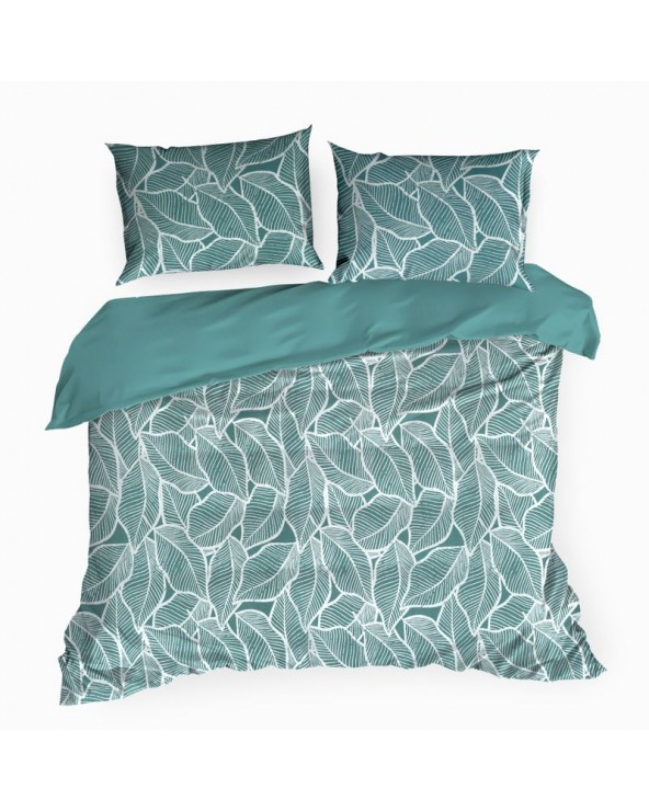 Pościel satyna bawełniana 160x200 + 2x70x80 Metali 18 turkusowa