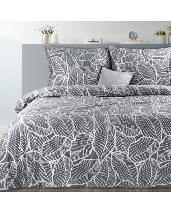Pościel satyna bawełniana 200x220 + 2x70x80 Metali 21 stalowa