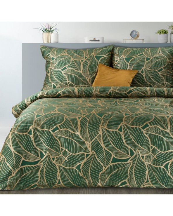 Pościel satyna bawełniana 160x200 + 2x70x80 Metali 22 zielona