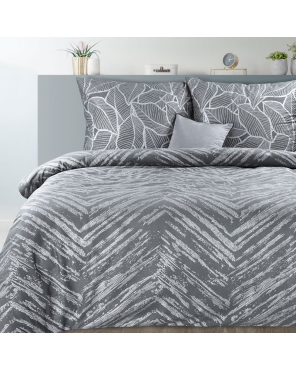 Pościel satyna bawełniana 200x220 + 2x70x80 Metali 27 stalowa