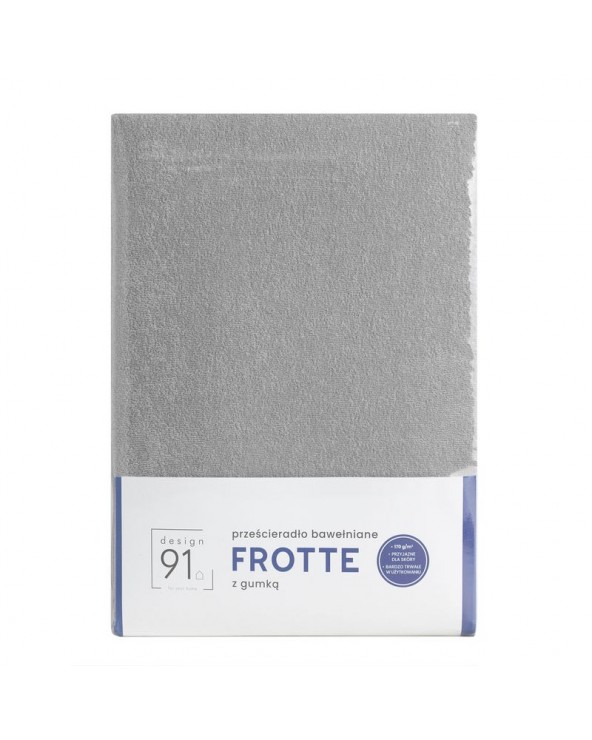 Prześcieradło bawełna frotte 140x200 z gumką srebrne